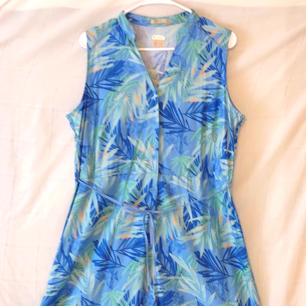 Cotton Hawaiian Midi Dress, Sz 14, NWOT